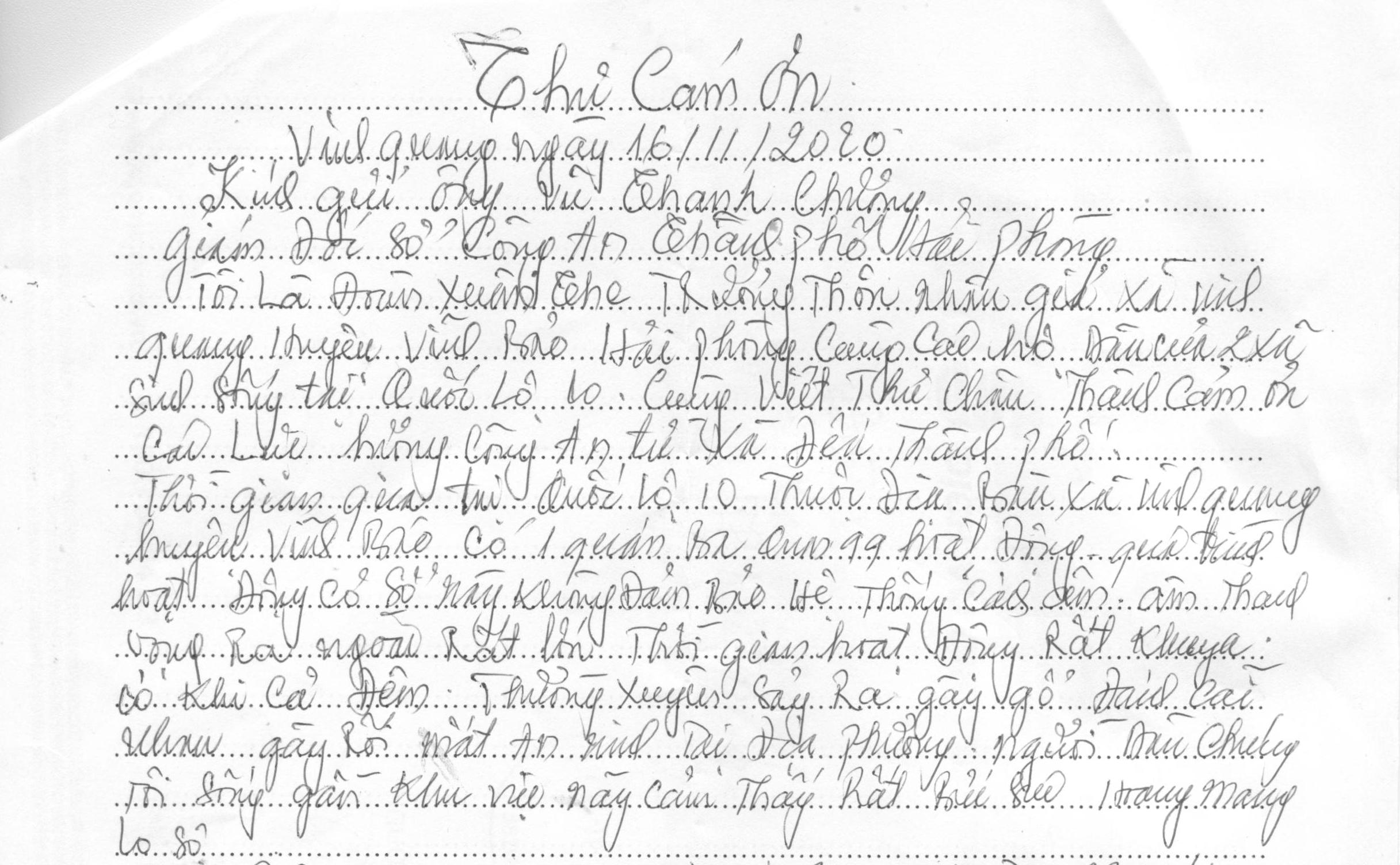 Ông Đoàn Xuân The gửi thư cảm ơn lực lượng Công an triệt xóa quán bar gây mất an ninh trật tự trên địa bàn xã Vinh Quang